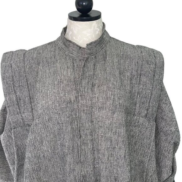 Vintage Jacket Size Large Gray White Tweed Linen Dolman Sleeve Quilted Shoulder - Picture 8 of 13